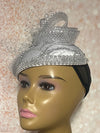 Silver Crystal Rhinestone Bead Teardrop Fascinator Half Hat, Church, Wedding, Tea Party Headpiece