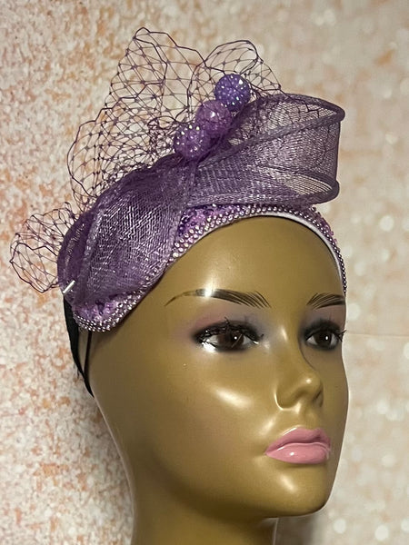 Navy Blue Beaded Crystal Headband Fascinator for Church, Tea Parties, Weddings and Special Occasions