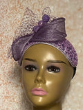 Lavender Beaded Sequin Headband Three Quarter Hat: Church Wedding Head Covering