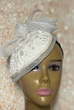 White Pearl Lace Teardrop Fascinator Half Hat, Church Head Covering, Tea Party, Kentucky Derby, Bride Hat, Wedding,  and Special Occasions