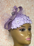 Lavender Mini Flower Fascinator Half Hat, Weddings, Church, Head Covering, Tea Parties, Special Occasions