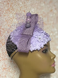 Lavender Mini Flower Fascinator Half Hat, Weddings, Church, Head Covering, Tea Parties, Special Occasions
