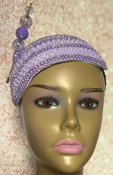 Lavender Beaded Half Hat Fascinator for weddings, church and special occasions, Gift for Mom, Sister, Wife, Her