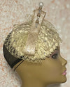 Gold Flower Fascinator Half Hat, Weddings, Church, Head Covering, Tea Parties, Special Occasions