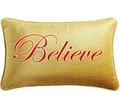Believe Throw Pillow-Gold
