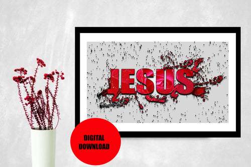 Jesus Splatter Red Print Digital Download