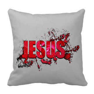 Jesus Splatter White Throw Pillow