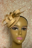 Gold Striped Sinamay Fascinator