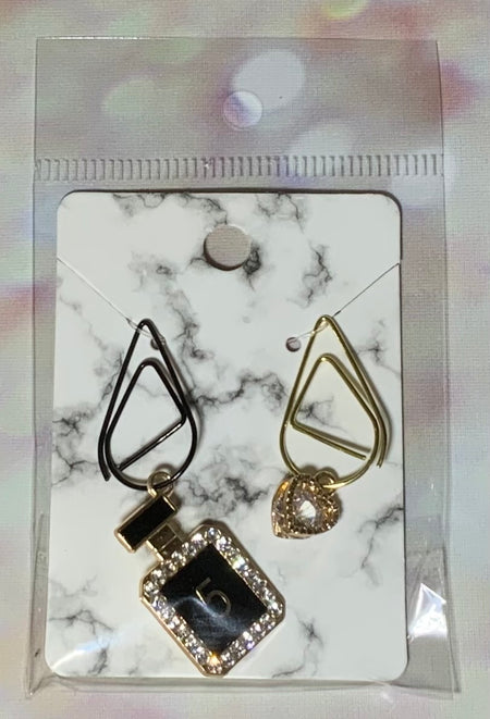 Black and Gold Polka Bow and Heart Paper Clip Charm