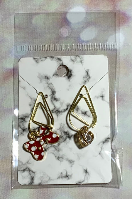 Red and White Polka Bow and Heart Paper Clip Charm