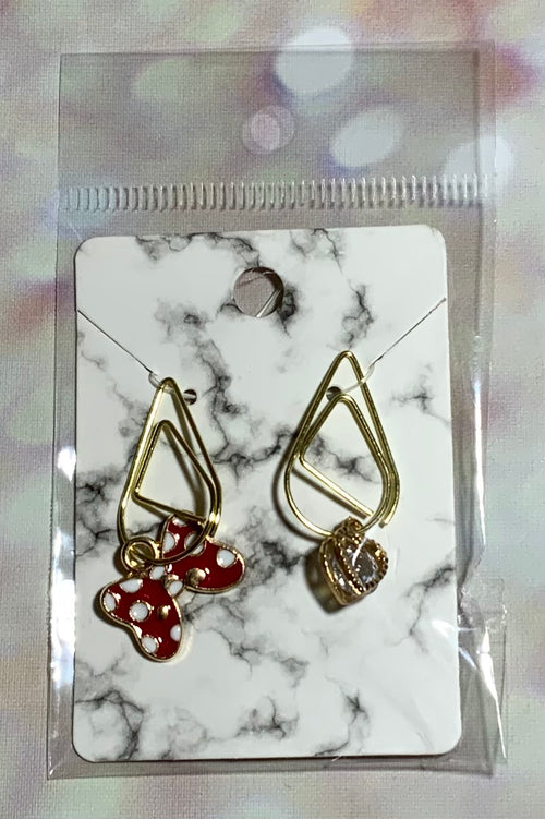 Red and White Polka Butterfly and Heart Paper Clip Charm