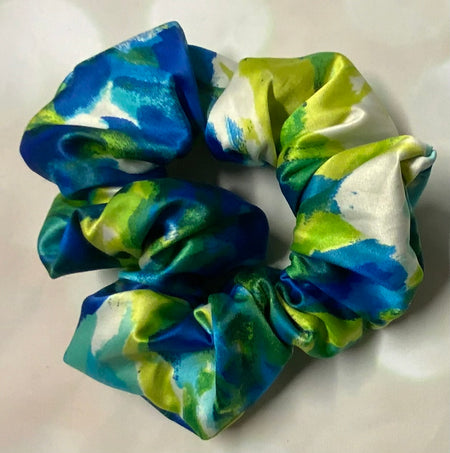 Turquoise Abstract Scrunchie