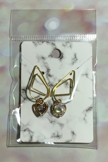 No. 5 Large White Heart Paper Clip Charm
