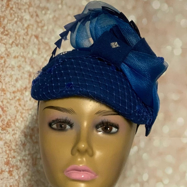 Royal Blue Felt Half Hat