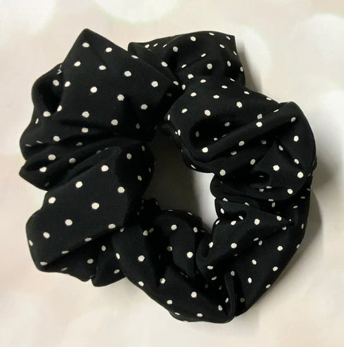 Black and White Polka Dot Scrunchie