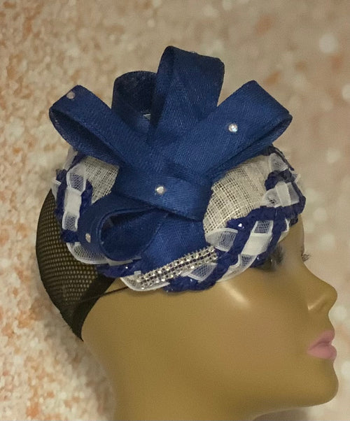 Blue Sinamay Fascinator Half Hat