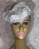 White Beaded Flower Lace Fascinator Hat
