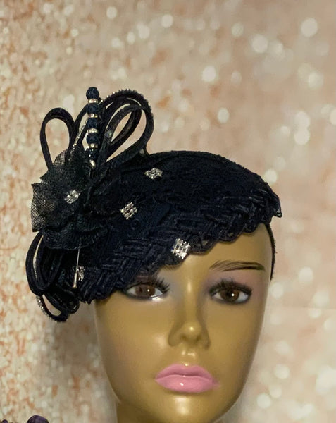 Navy Blue Bling Half Hat