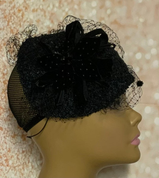 Black Flower Hat