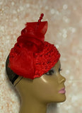 Red Braid Beaded Half Hat